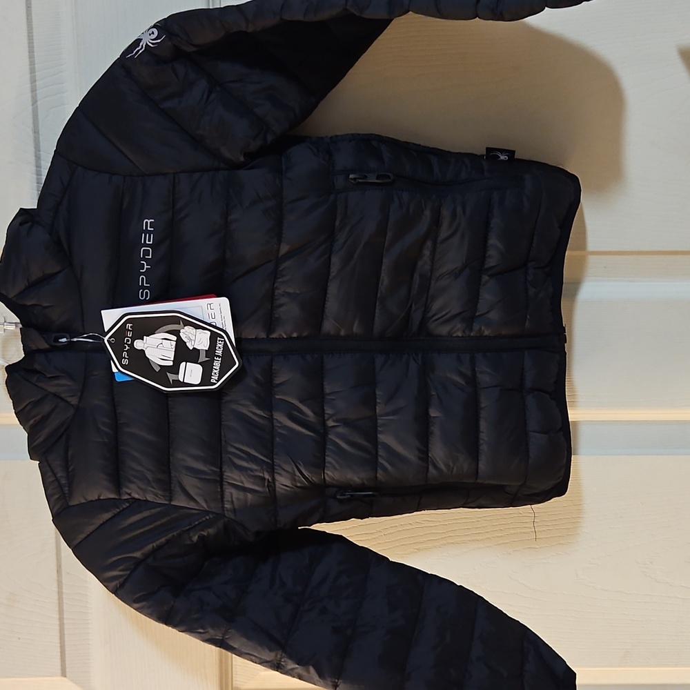 SPYDER BOYS PACKABLE PUFFER COAT: BLACK: NEW WITH TAGS: SIZE 5/6
